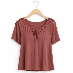 Per Seption Pink Pastel Cold Shoulder Plus Sz Top 2X